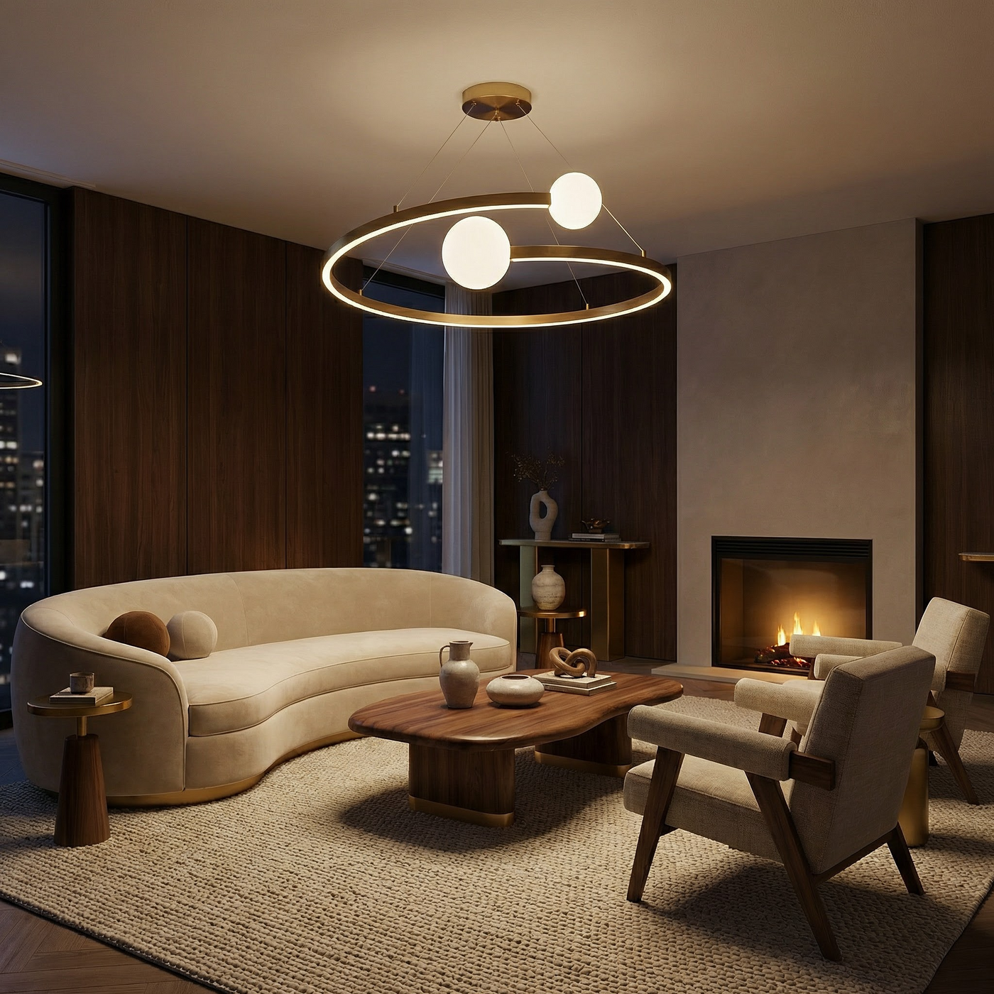 Lustre Doré Design Minimaliste & Luxe Contemporain – Zenya