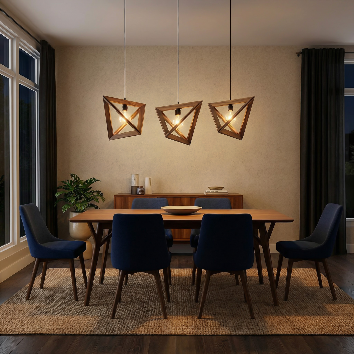 Suspension Bois Sculpté Art Déco – Lumysa