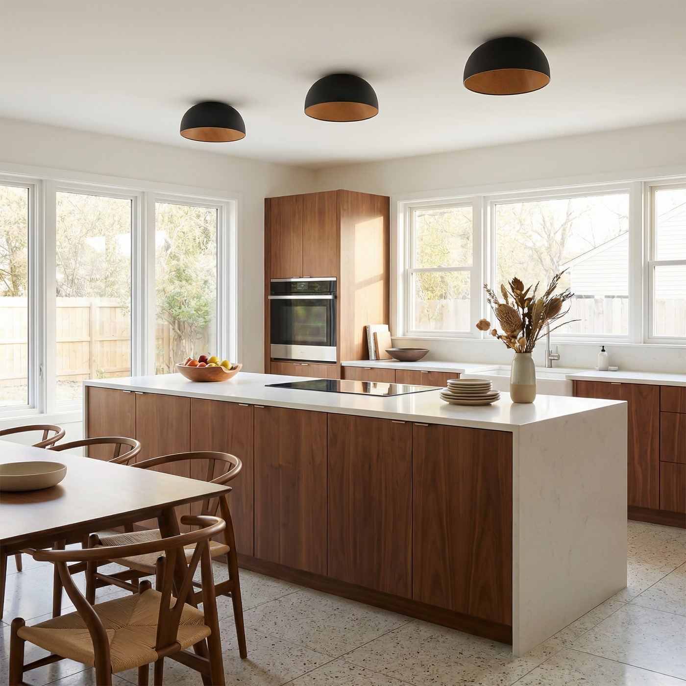 Plafonnier moderne en métal noir et bois – Maderique