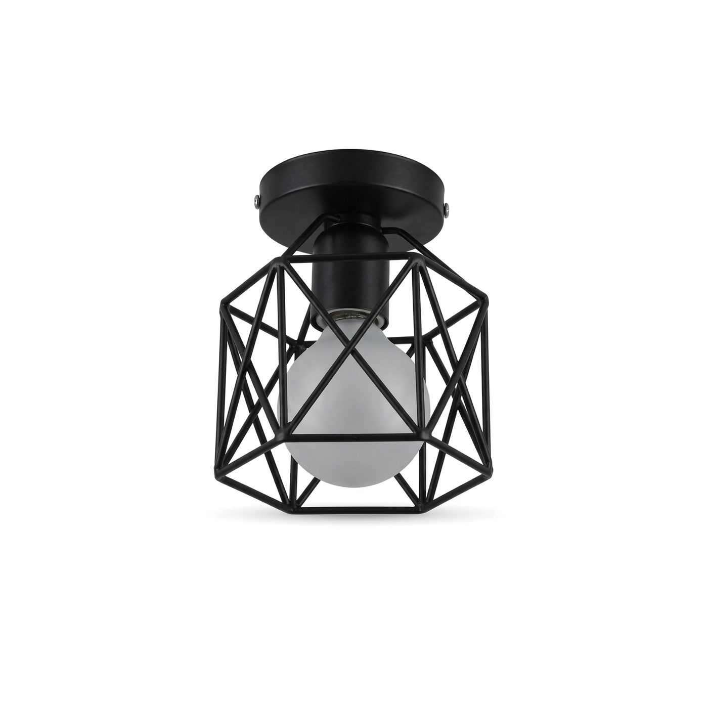 Plafonnier Géométrique Design Disque Fer Forgé Noir – Sveno