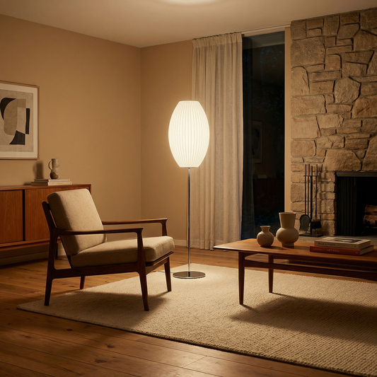 Lampe sur pied en soie moderne pour salon – Sericéa