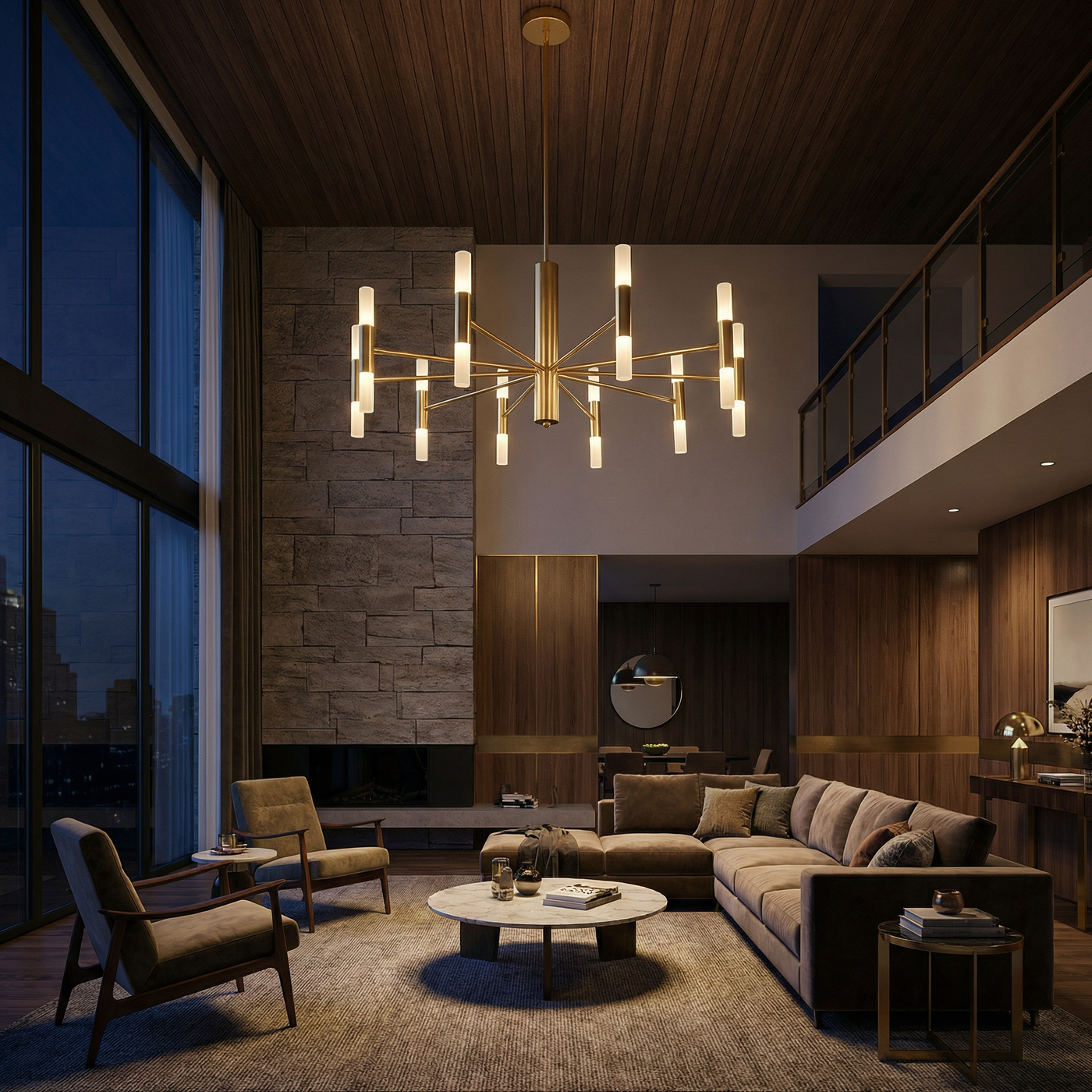 Lustre Moderne Ambiance Tamise Dorure Chic – Handelor