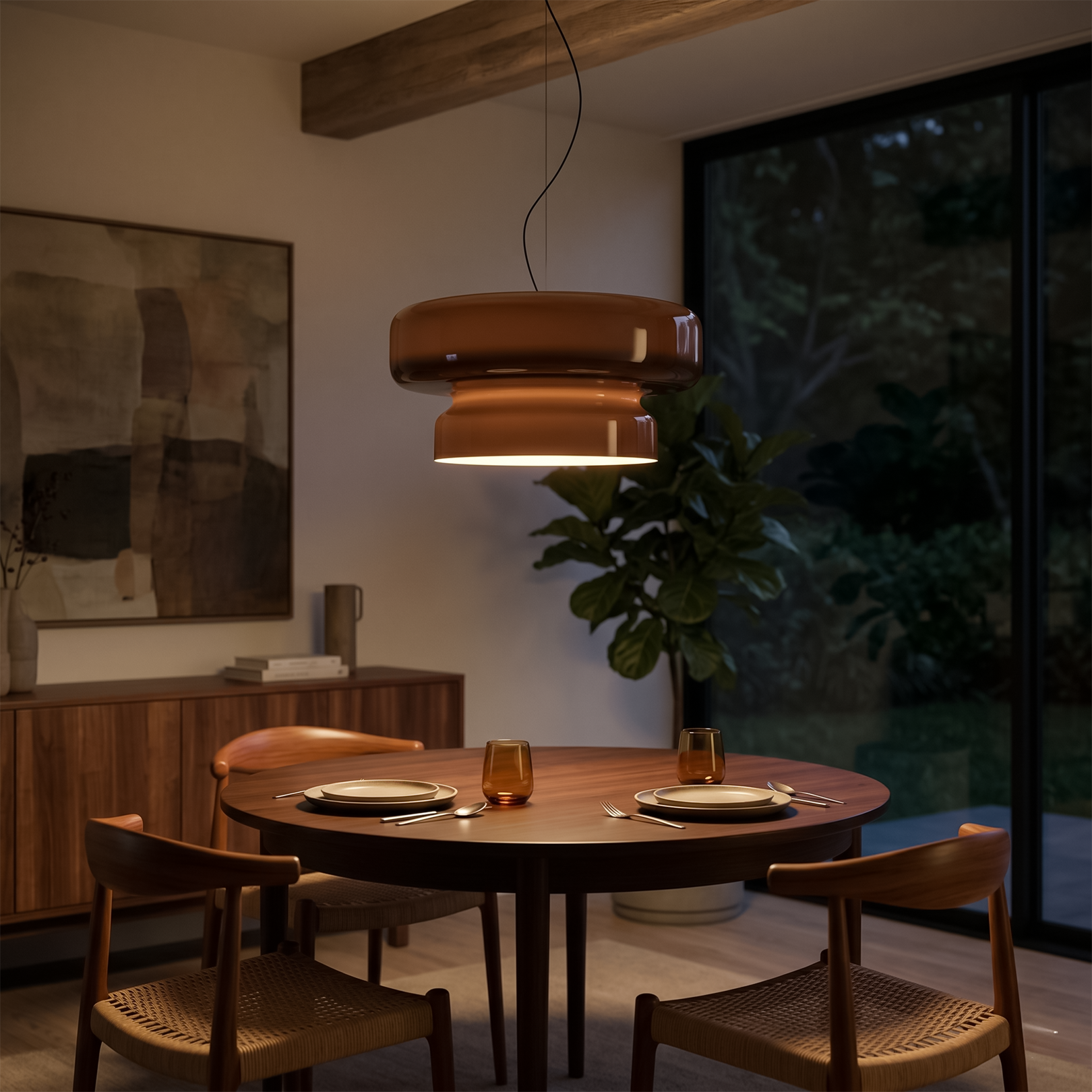 Suspension en verre coloré pour salle à manger – Armoniela