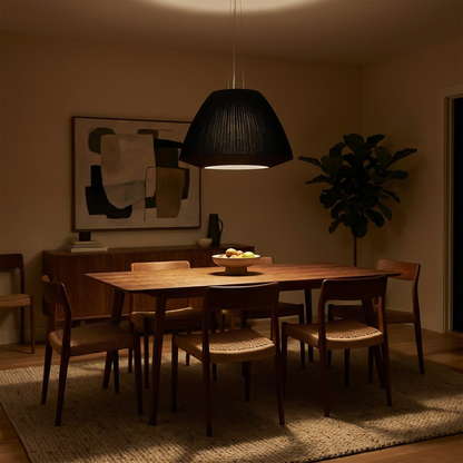 Pleated black fabric chandelier contemporary design for living room – Model Neralyss