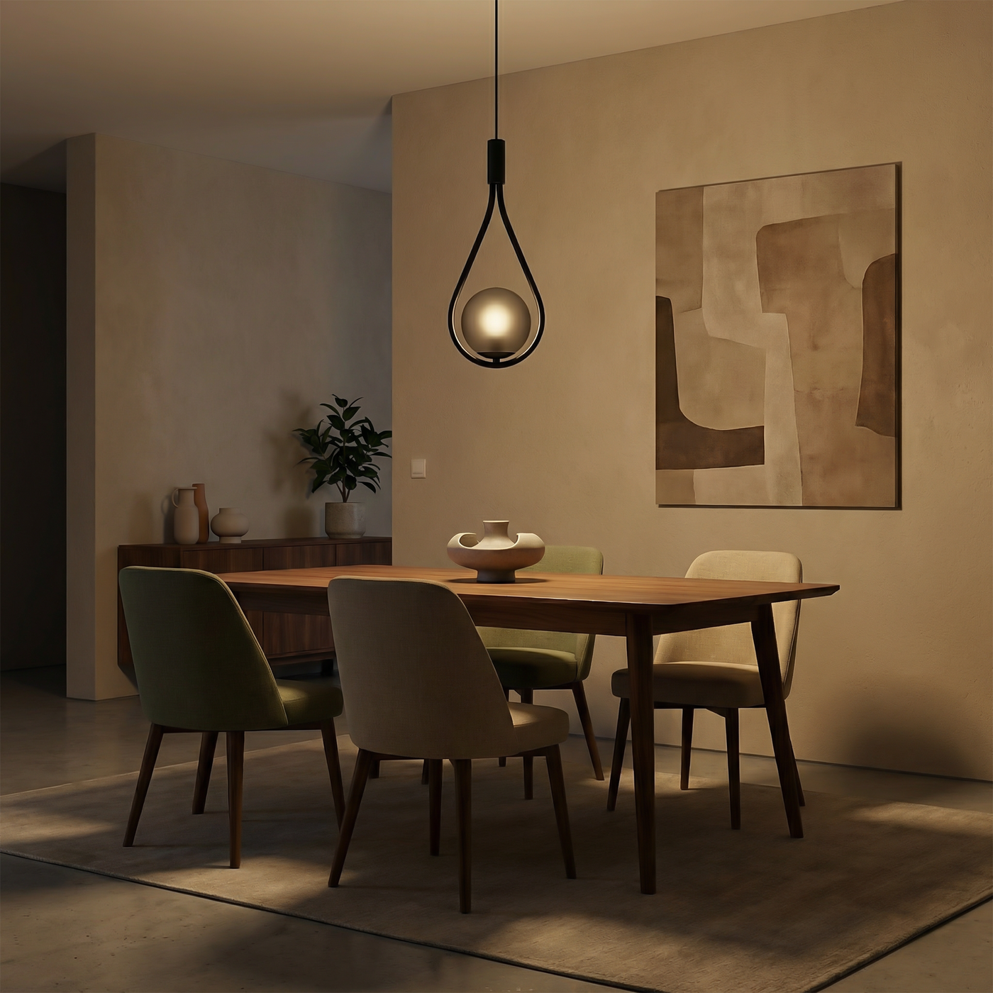 Suspension en verre givré noire pour chambre – Novaline