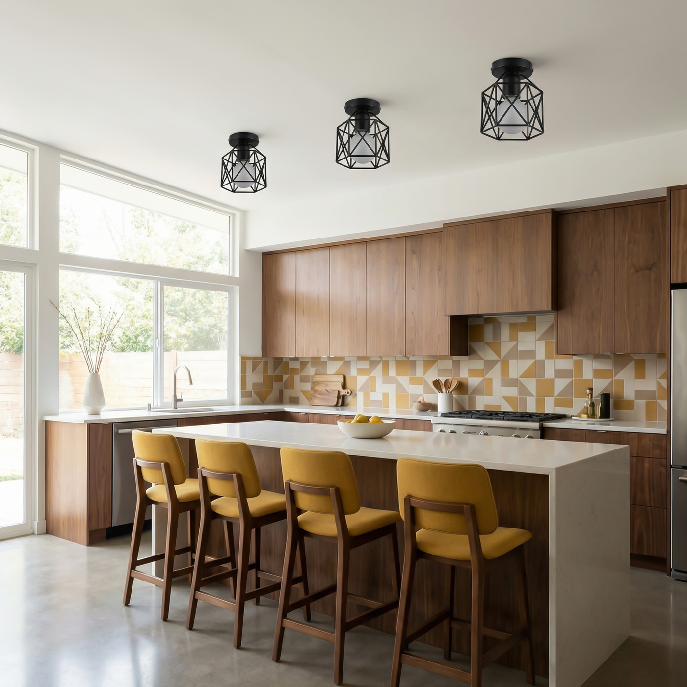 Plafonnier Géométrique Design Disque Fer Forgé Noir – Sveno