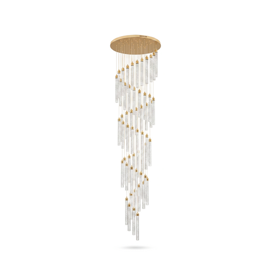 Lustre Rotatif en Cristal Doré pour Grand Espace – Célestarion