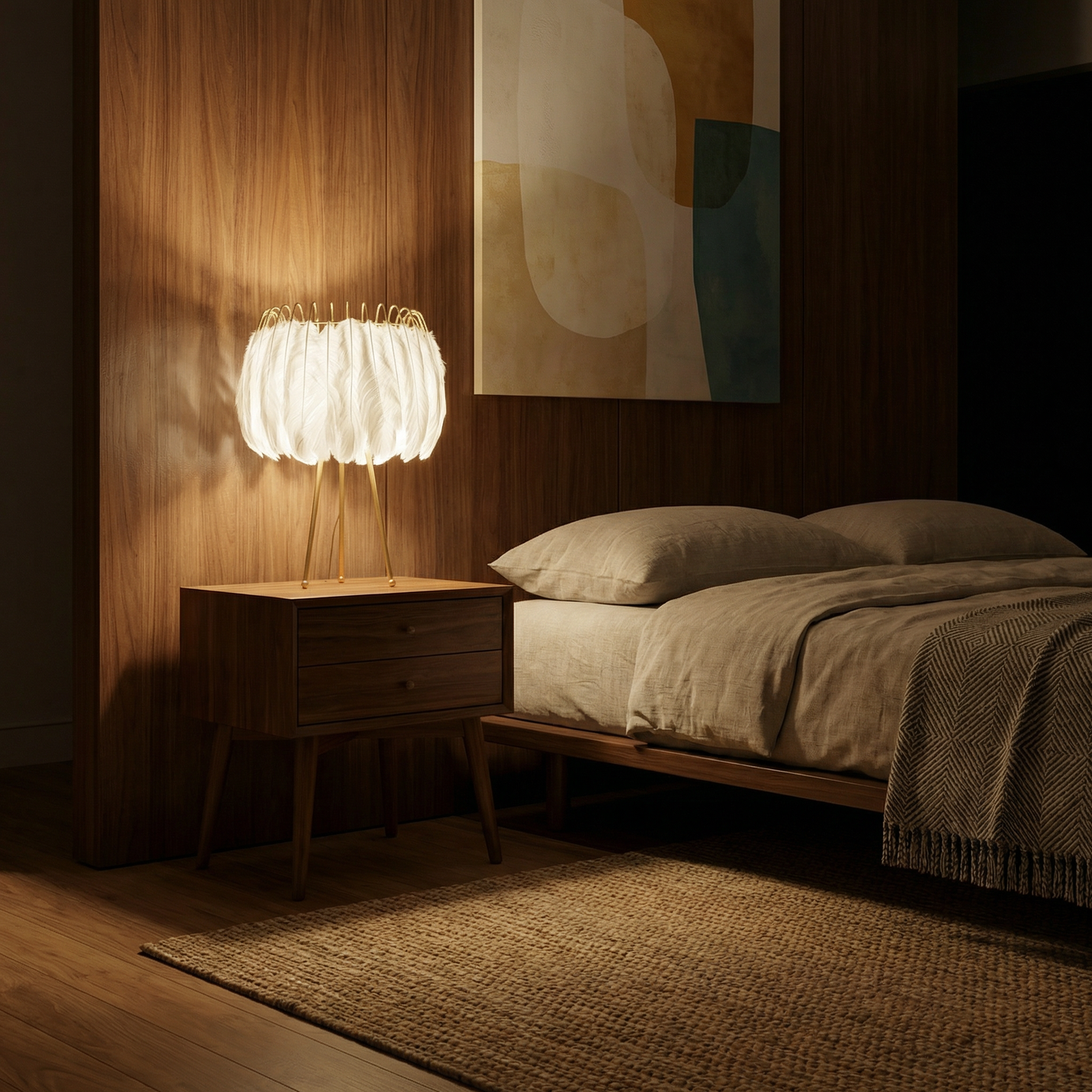 Lampe de Table Blanc Doré au Look Délicat et Forme Inédite – Plumea