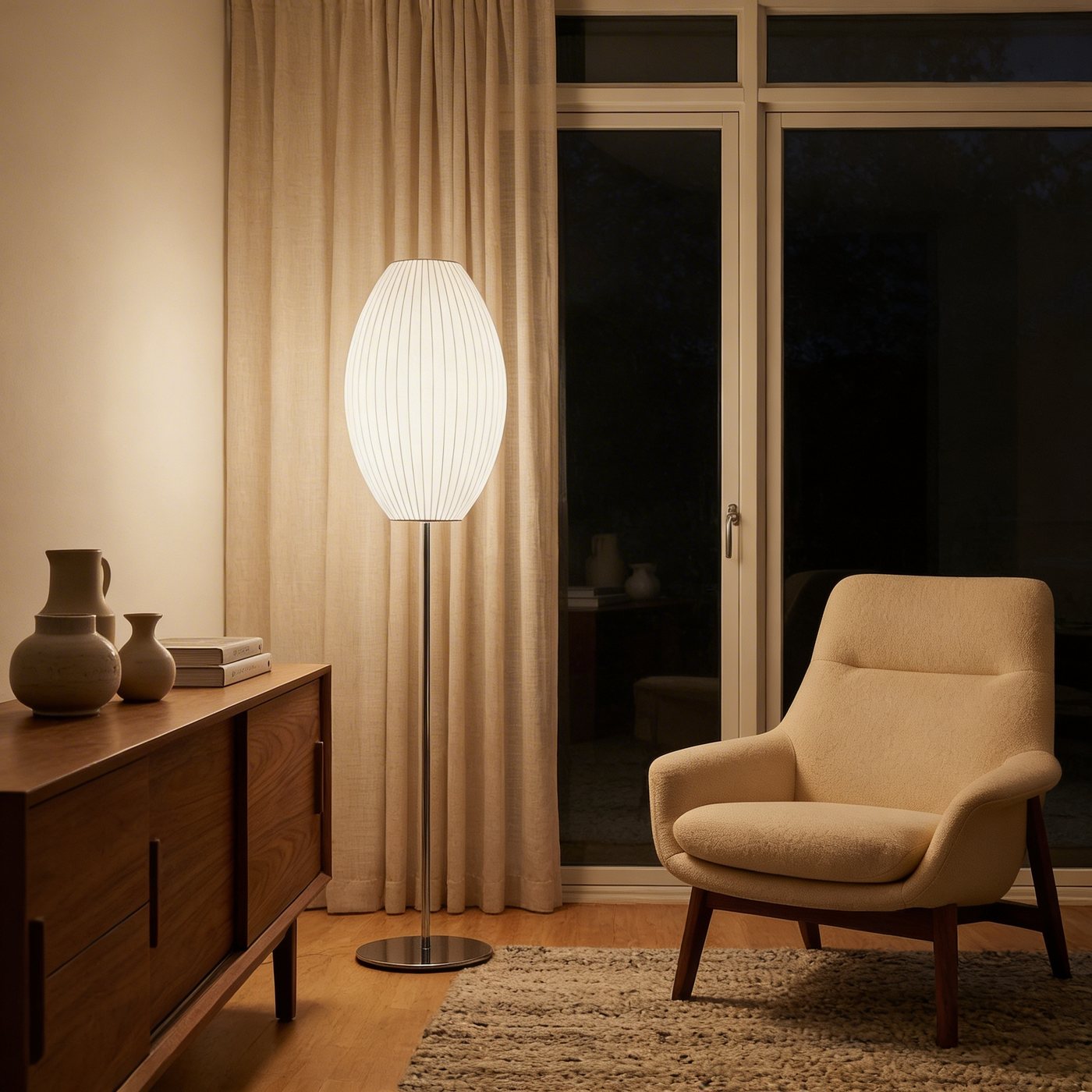 Lampe sur pied en soie moderne pour salon – Sericéa