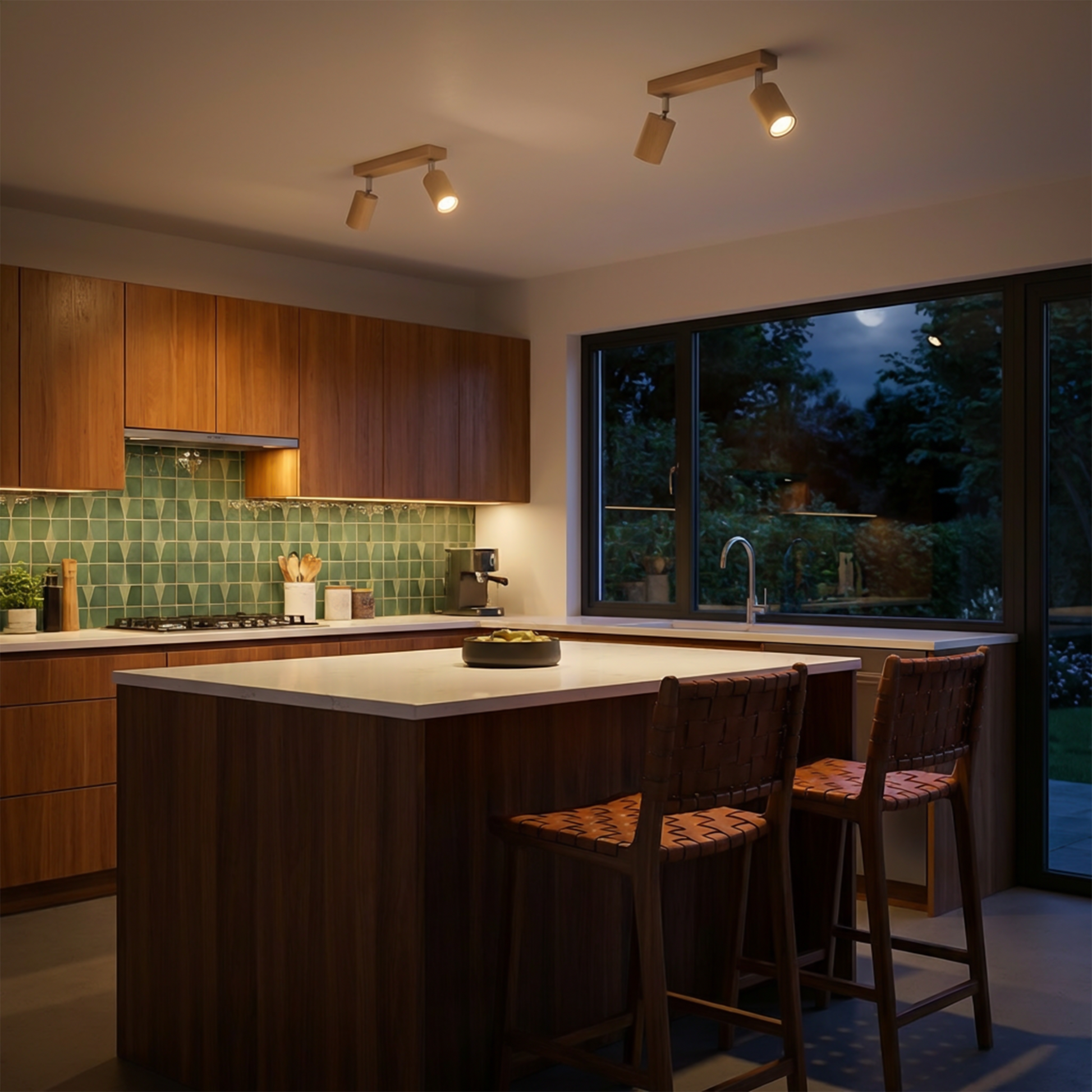 Natural wood adjustable ceiling light for living room – Model Nørvian