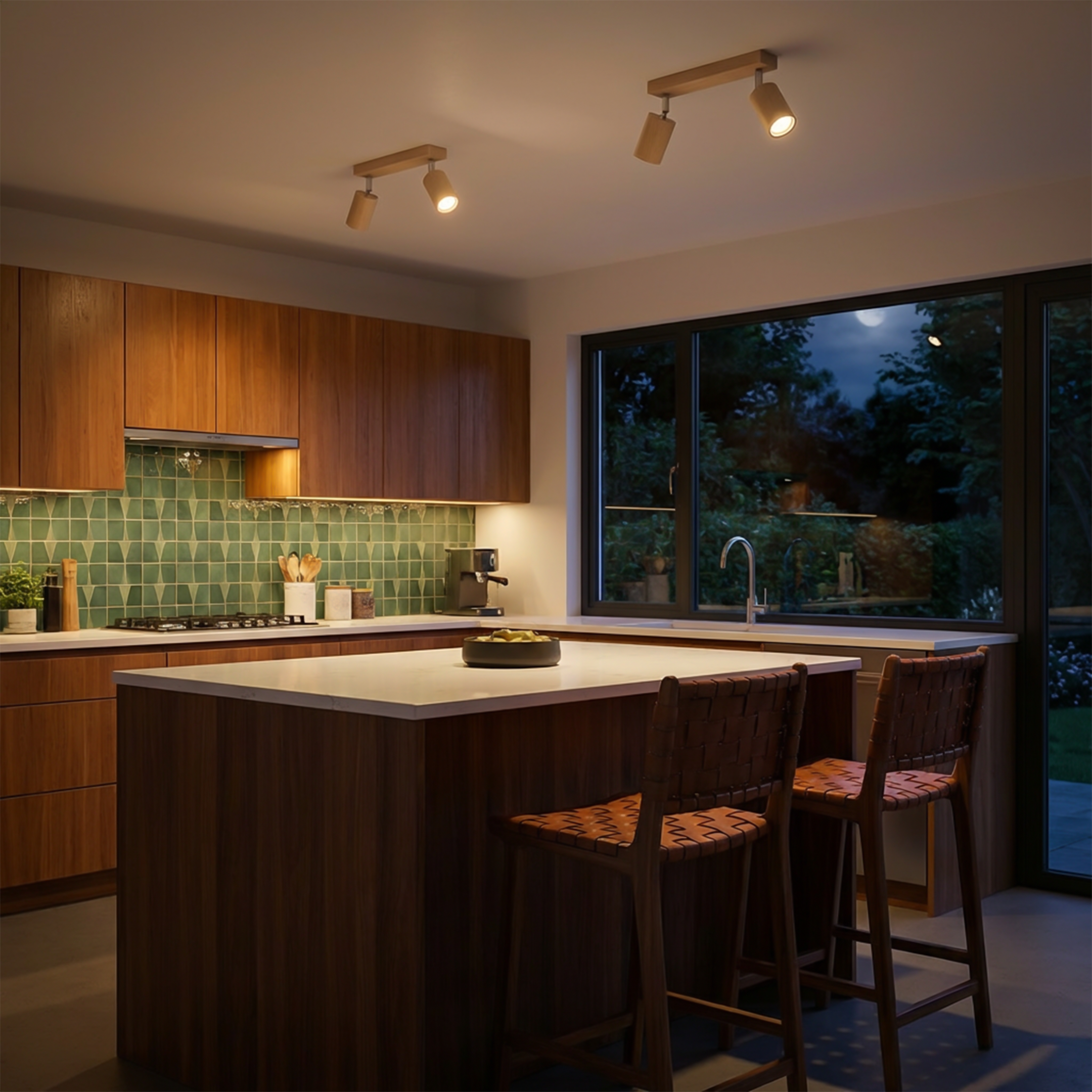 Natural wood adjustable ceiling light for living room – Model Nørvian