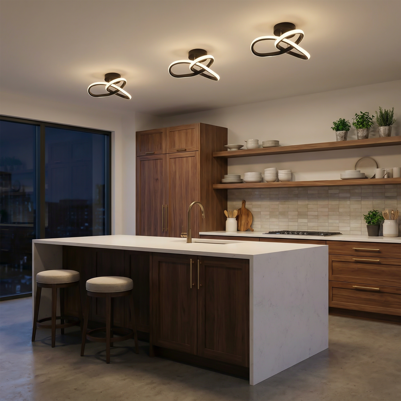 Plafonnier Incurvé Contemporain Double Panneau – Geometrio