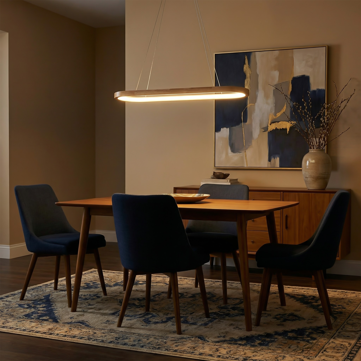 Suspension Bois Naturel LED Ambiance Chaleureuse – Obscalis