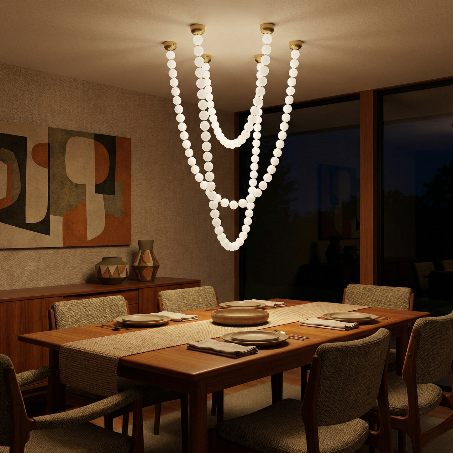 Suspension LED moderne en alliage pour salon – Argentique