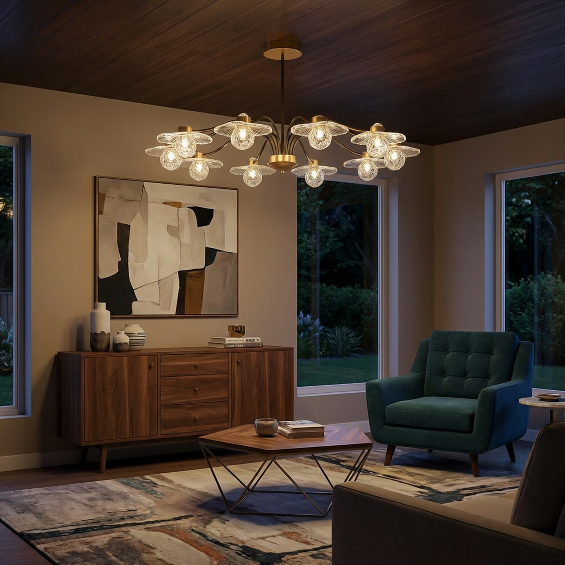 Plafonnier Doré Verre Opalin & Lumière Chaleureuse – Lueur d’Or