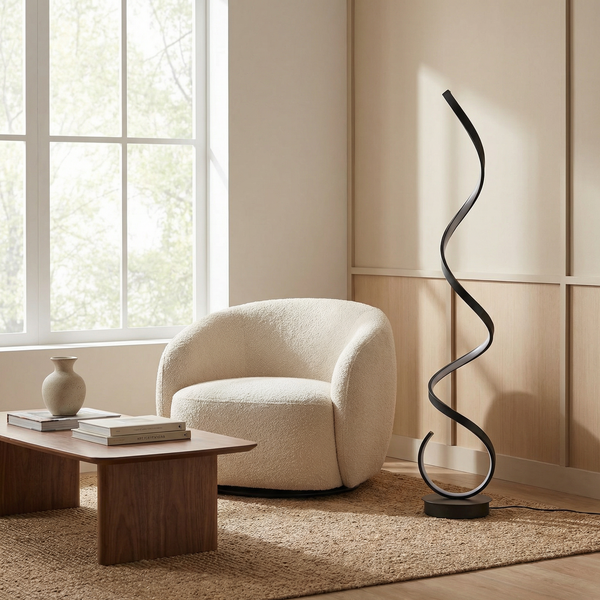 Lampadaire Contemporain Silhouette Spirale Élégante – Twysta