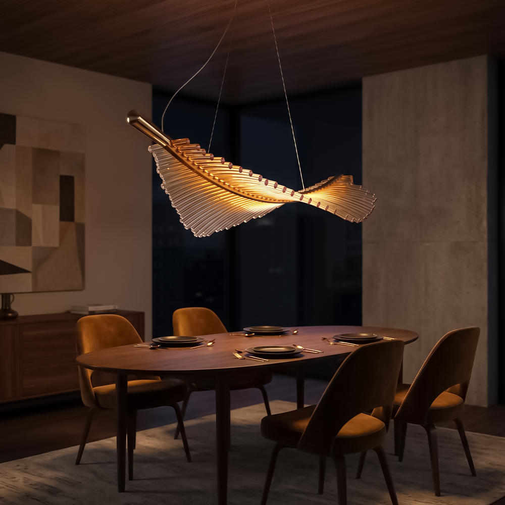 Lustre LED en Cristal à Feuilles pour Salon et Escalier – Caeluxia