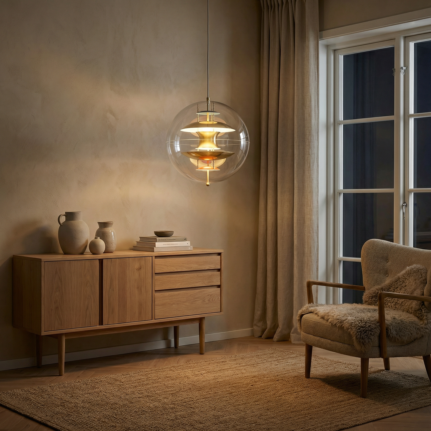 Suspension Sphère LED Finition Métallique Ambiance Contemporaine – Harmonie Orbitale