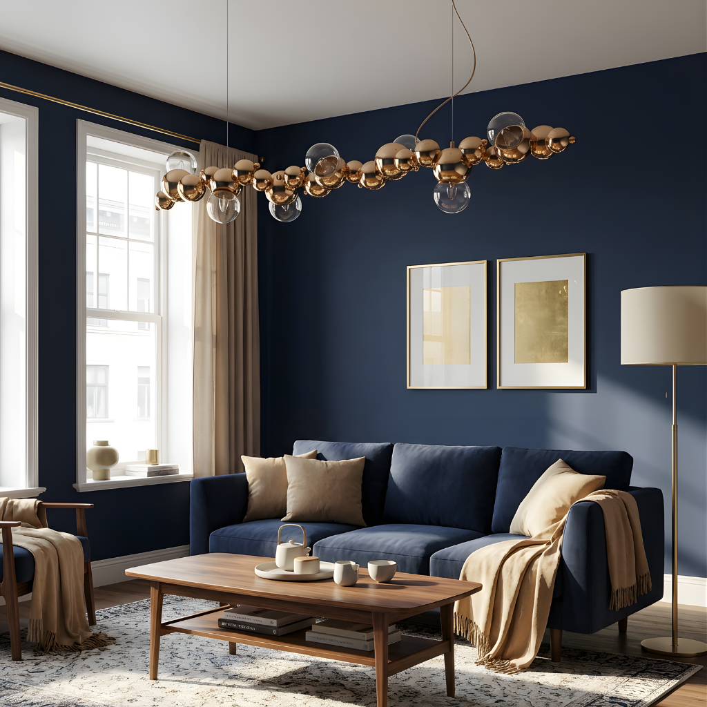 Suspension Métal Doré Verres Bulles LED – Citrona