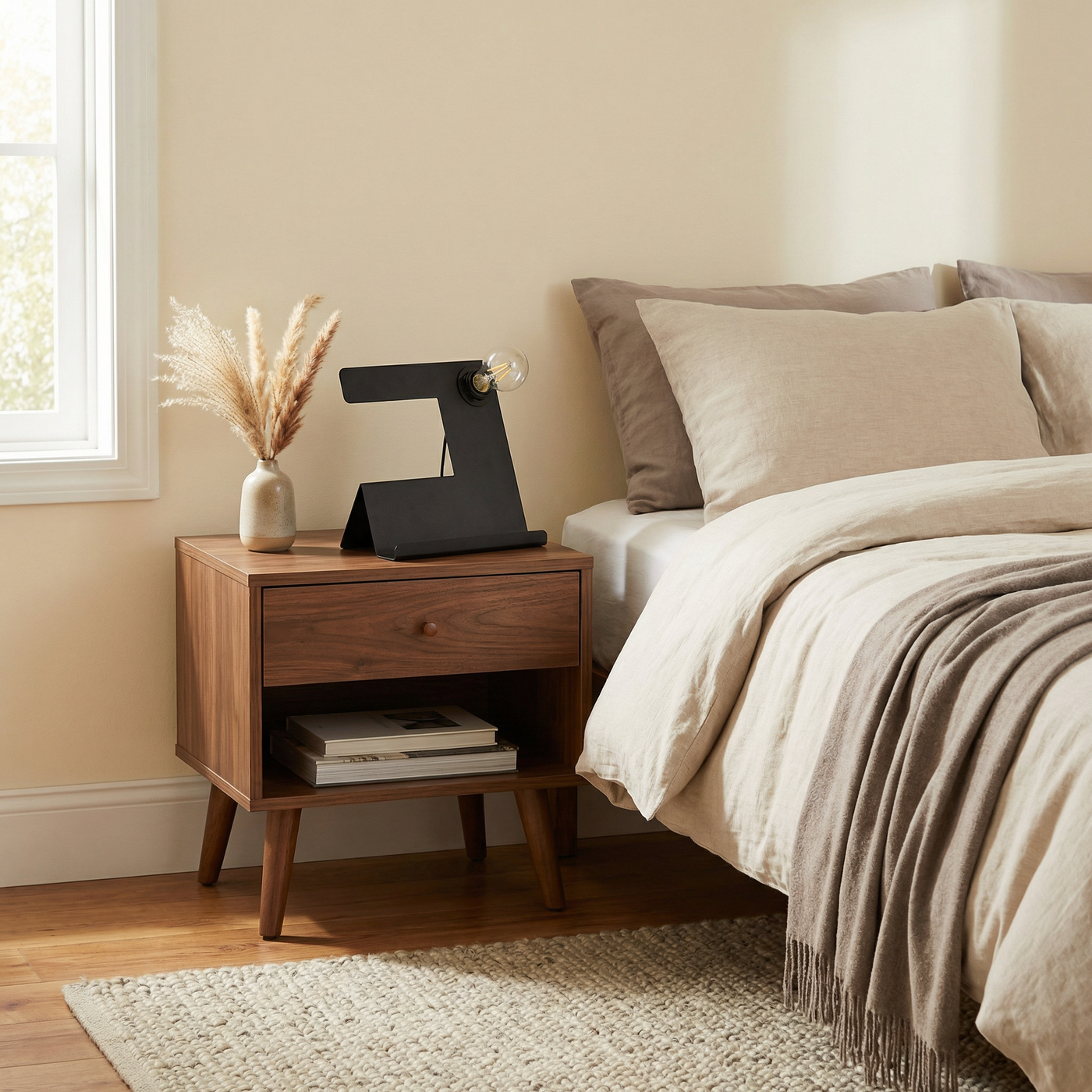 Lampe de bureau noire design en acier – Modèle Neralis