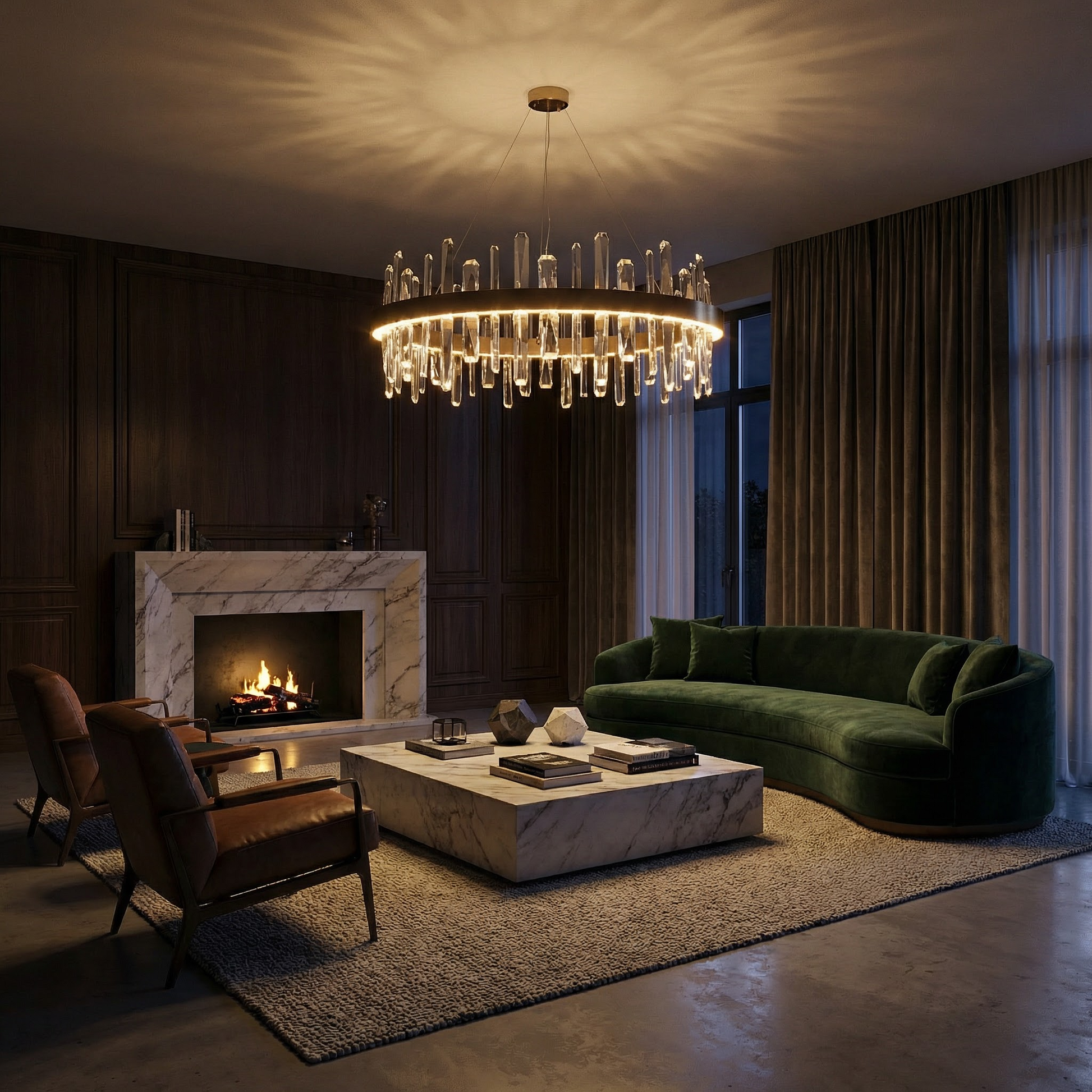 Lustre Élégant Cristaux Facettés & Diffusion Chic – Vivo