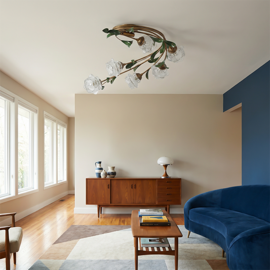 Plafonnier Motif Floral Chic en Verre et Métal – Eliova