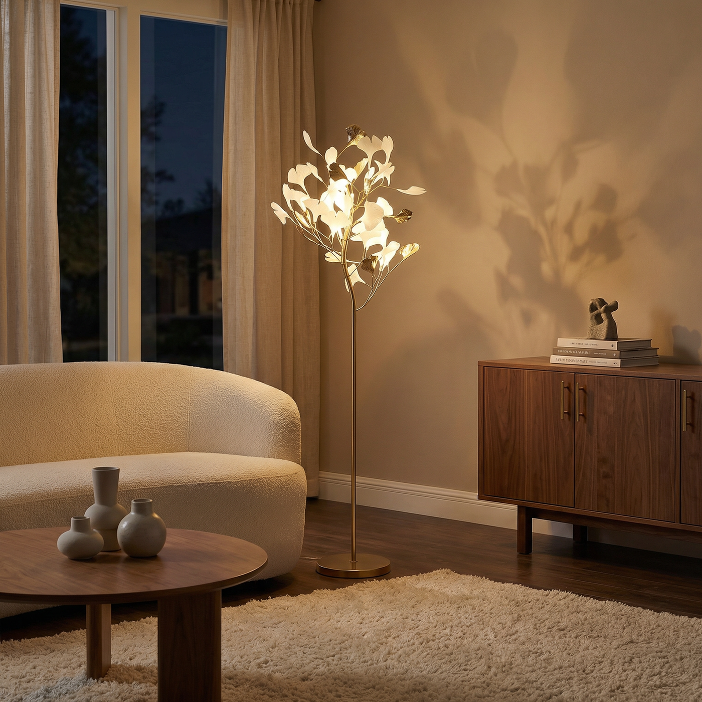 Lampe sur pied en métal style Ginkgo – Ginkova