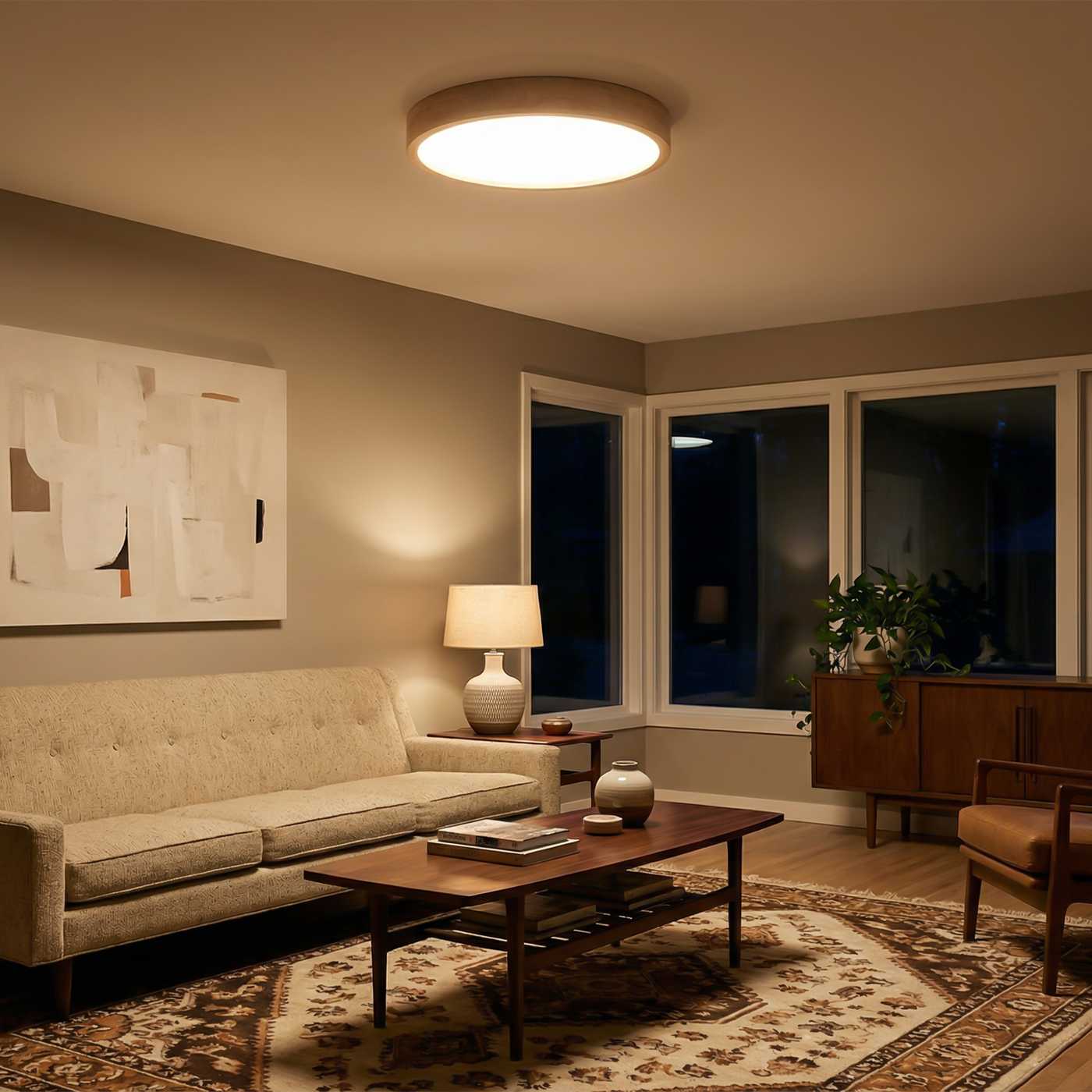 Plafonnier Moderne Bois Naturel Éclairage Homogène – Boscato