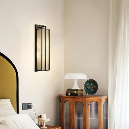 Chinese style iron and linen wall light for bedroom – Lumisan