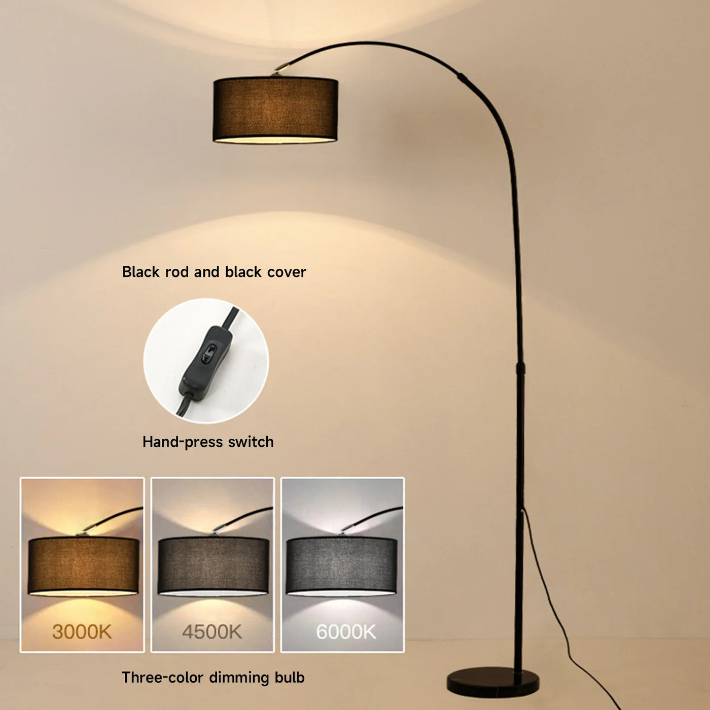 Lampe sur pied contemporaine réglable pour salon et chambre – Verilum