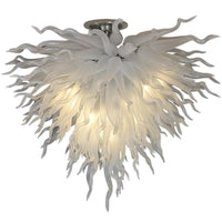 White Chihuly Style Hand Blown Glass Chandelier
