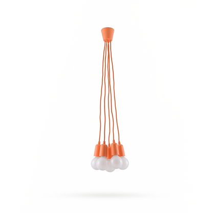 Minimalistische orangefarbene Hängeleuchte mit 5 Lichtern – Modèle AURELIOX