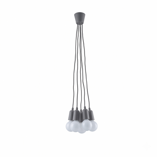 Minimalist grey pendant light with 5 bulbs – Ardanis