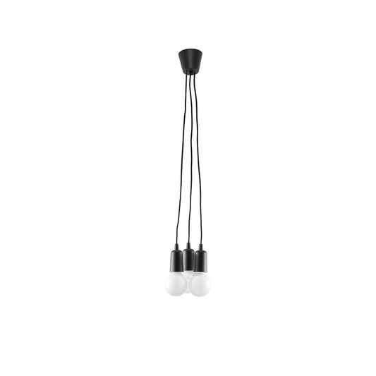 Suspension minimaliste noire 3 ampoules – modèle Elvaris