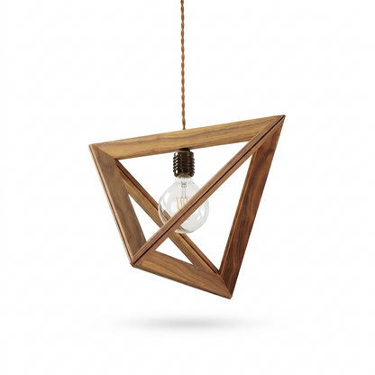 Drewniana lampa wisząca w kształcie piramidy do salonu – Trigonéa