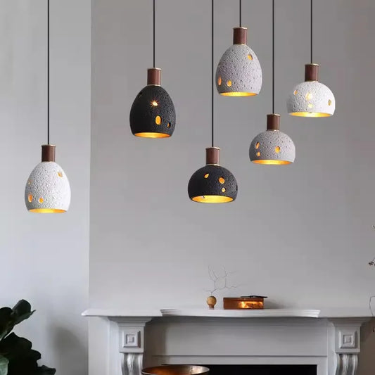 Suspension Sculpturale Finition Texturée & Lumière Enveloppante Blanc et noir – Halo