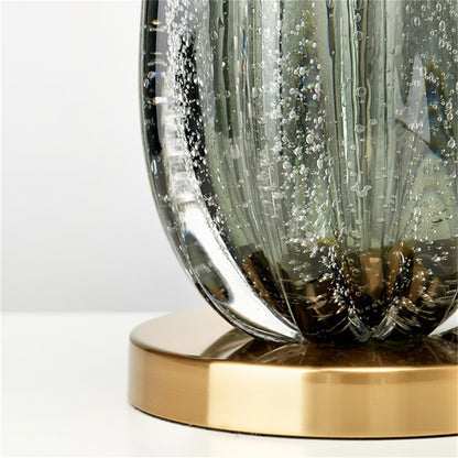 Designer Table Lamp with Amber Glass and Metal – Prisma