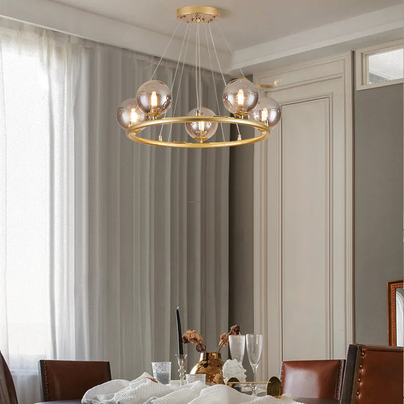Lustre Lumineuse Élégante en Métal et Verre Haute Qualité – Luzia 5 têtes 