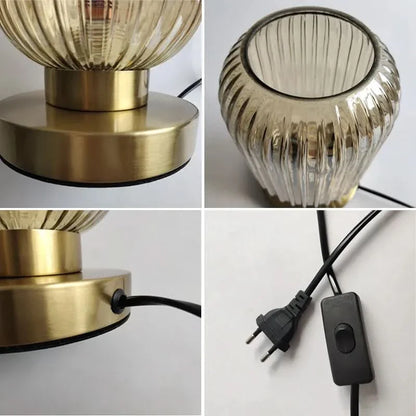 Nordic Design Vetro Table Lamp in Fluted Glass with Brushed Gilded Metal Base - View 16