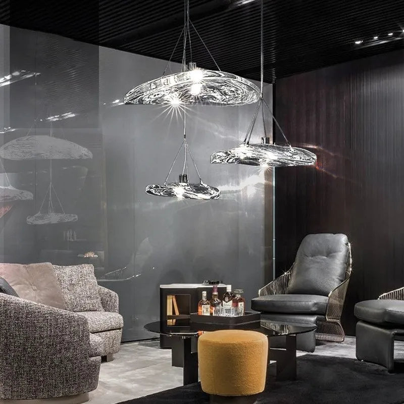 Suspension Intérieure Haute Gamme en Pierre de Verre Brillante – Aurora