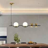 Suspension Deux Boules Verre Laiteux & Duo Poétique – Mirabella