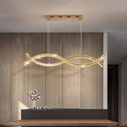 Suspension elegante verre lumineux cristal dore Evos ambiance chic - vue 3