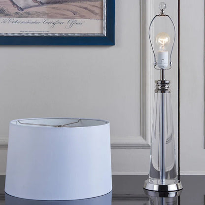 Lampe de chevet contemporaine Lunara en cristal et acier avec abat-jour tissu blanc - vue 7