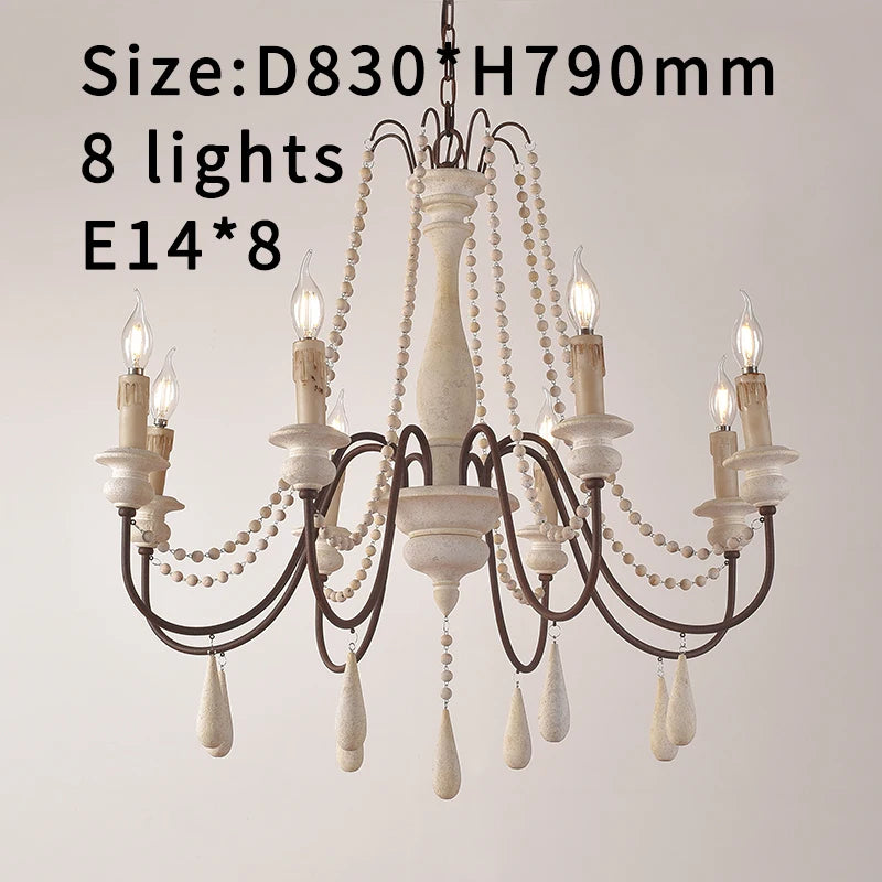 Lustre en bois blanc vintage pour salon – Elarisia