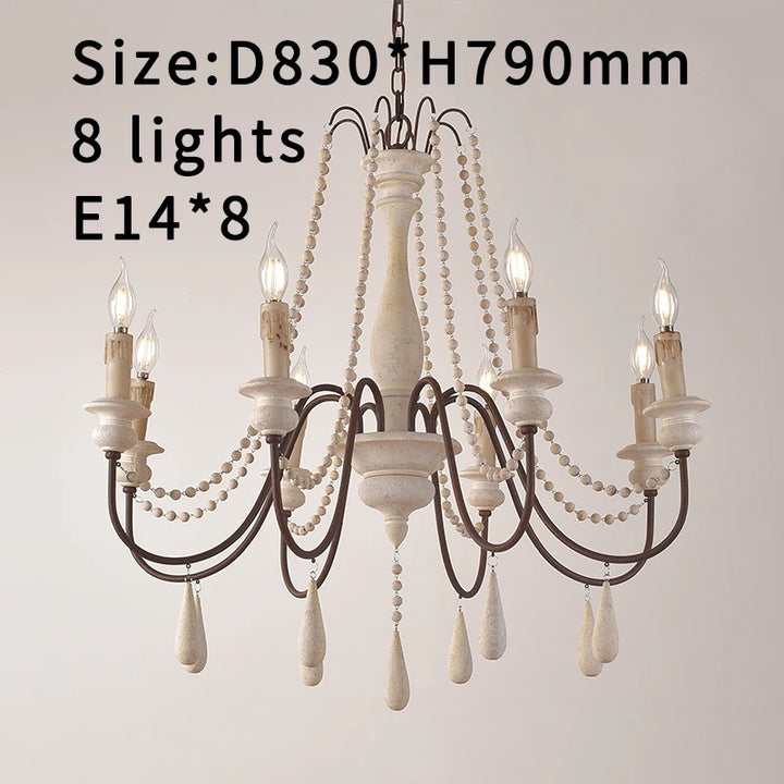 Lustre en bois blanc vintage pour salon – Elarisia