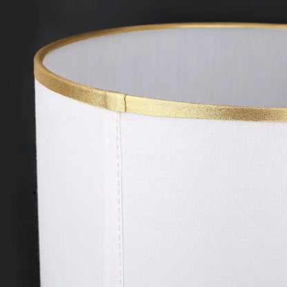 Table Lamp Raynova Gold Design with Architectural Base and Cylindrical Fabric Shade - View 9
