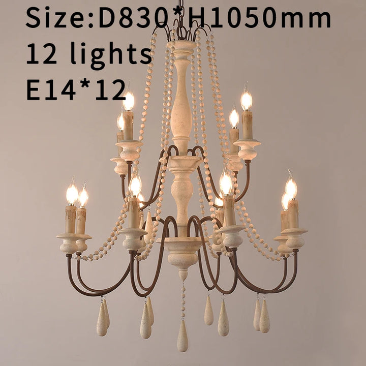 Lustre en bois blanc vintage pour salon – Elarisia