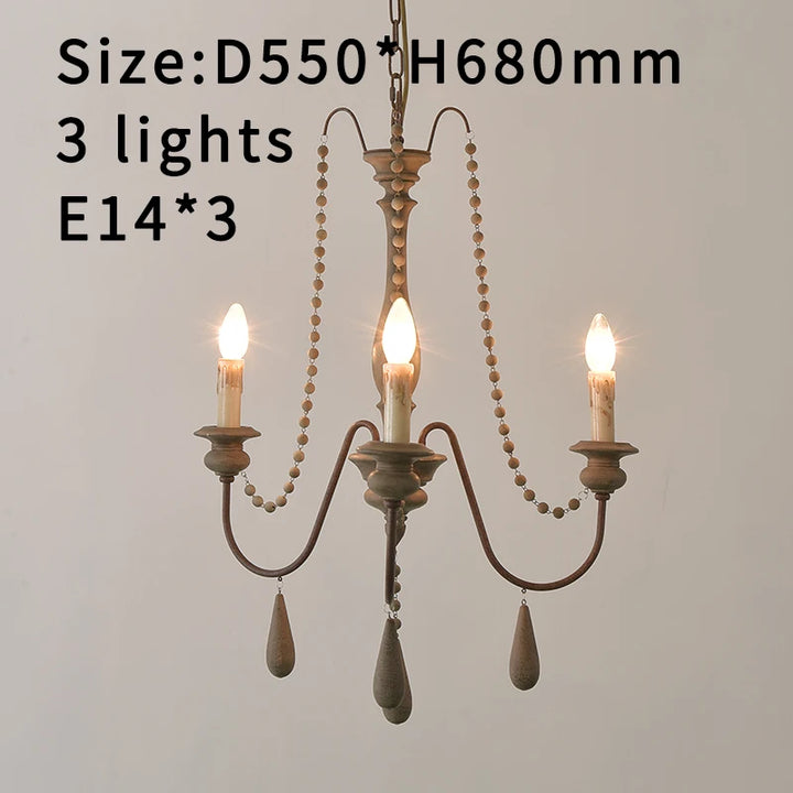 Lustre en bois blanc vintage pour salon – Elarisia