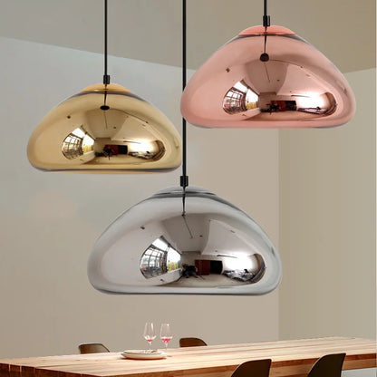 Suspension moderne dorée Aurovia avec abat-jour hémisphérique en aluminium finition miroir - vue 5