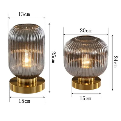 Nordic Design Vetro Table Lamp in Fluted Glass with Brushed Gilded Metal Base - View 17